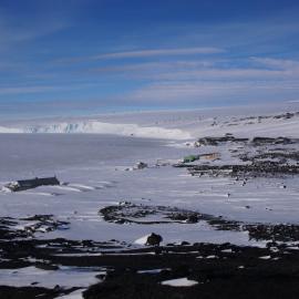 Hut and camp at Cape Evans