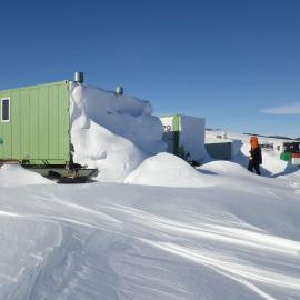 Snow build-up at Cape Evans camp