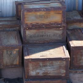 Venesta cases and provision boxes, Shackleton's 'Nimrod' hut 