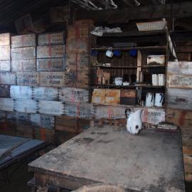 Wardroom table and bulkhead, Scott's 'Terra Nova' hut 