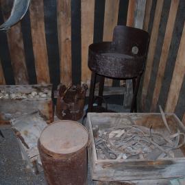 Adélie penguin eggs and artefacts, Scott's 'Terra Nova' hut 