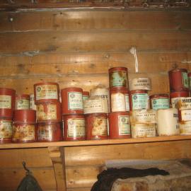 Tinned food in galley, Shackleton's 'Nimrod' hut