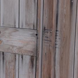 Coding stripes on cladding, Scott's 'Discovery' hut