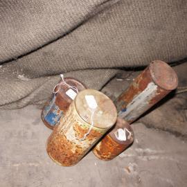 Tins on floor, Scott's 'Discovery' hut 