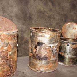 Tins on shelf, Scott's 'Discovery' hut 