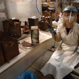 Conservator Stefanie White at work