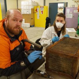 Conservators Stefan Strittmatter and Stefanie White