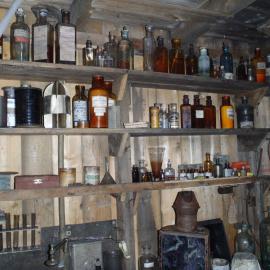 2010-11 Photographic supplies on the shelves within the Darkroom, Cape Evans
