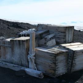 2010-11 Timber boxes stacked at Cape Evans