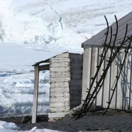 2010-11 Sledge runner attachments outside Scott's 'Terra Nova' hut, Cape Royds