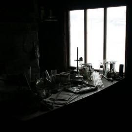 2010-11 Desk in the Biology area inside Scott's 'Terra Nova' hut, Cape Evans