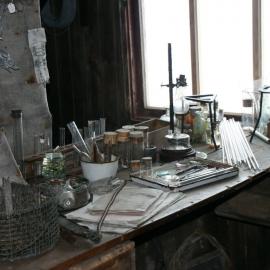 2010-11 Desk in the Biology area inside Scott's 'Terra Nova' hut, Cape Evans