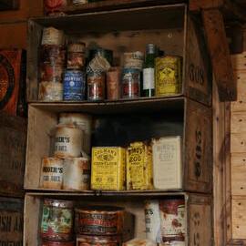 2010-11 Provisions on shelves inside Shackleton's 'Nimrod' hut