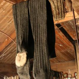 2010-11 Socks hanging inside Shackleton's 'Nimrod' hut, Cape Royds