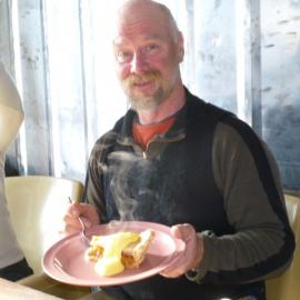 2010-11 Al Fastier with dessert in the field camp