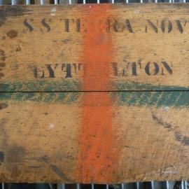 2010-11 Timber box side with text, Cape Evans