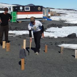 2010-11 AHT Team playing Kubb on Christmas Day, Cape Evans (002)