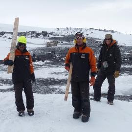 2010-11 Jaime Ward, John Taylor, and Jamie Clarke at Cape Evans