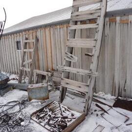 2010-11 Sledges against the West wall of Scott's 'Terra Nova' hut, Cape Evans