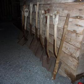 2010-11 Spades and shovels in the Annexe of Scott's 'Terra Nova' hut