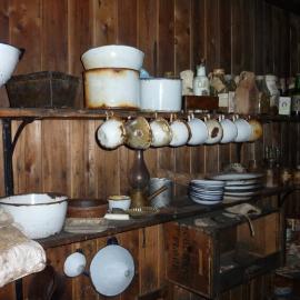 2010-11 Enamel cookware in the Galley inside Scott's 'Terra Nova' hut