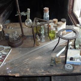 2010-11 Artefacts on the Biology table inside Scott's 'Terra Nova' hut (001)