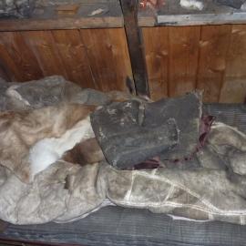 2010-11 Bedding and a boot on Scott's bunk inside Scott's 'Terra Nova' hut