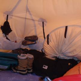2010-11 Interior of Cricket Harbeck's tent at the Cape Royds field camp
