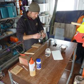 2010-11 Jaime Ward testing stain recipes in the workshop