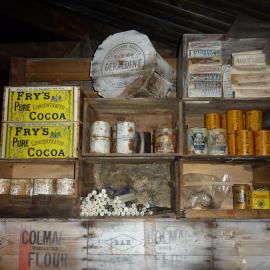 2010-11 Provisions stacked on the rebuilt bulkhead, Cape Evans