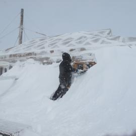 2009-10 Snow clearing after blizzard, Shackleton's 'Nimrod' hut