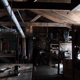 2014 Scott's 'Terra Nova' hut interior, looking East over Wardroom table (002)