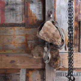 2014 Scott's 'Terra Nova' hut interior, reindeer skin boots hanging in Annex (002)