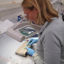 AHT Conservator Julie Unruh at work