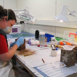AHT Conservator Jane Hamill at work