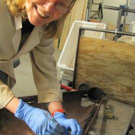 AHT Conservator Julie Unruh coating dredge