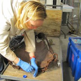 AHT Conservator Julie Unruh coating dredge (001)