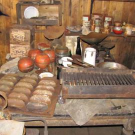 2010-11 Cooking artefacts on a table in the Galley inside Scott's 'Terra Nova' hut (001)