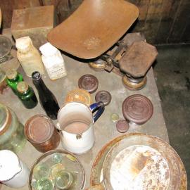 2010-11 Cooking artefacts on a table in the Galley inside Scott's 'Terra Nova' hut (004)
