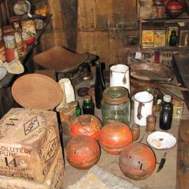2010-11 Cooking artefacts on a table in the Galley inside Scott's 'Terra Nova' hut (006)