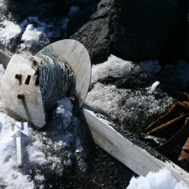2010-11 Artefacts in situ in the Stone hut, Cape Evans (010)