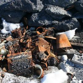 2010-11 Artefacts in situ in the Stone hut, Cape Evans (020)