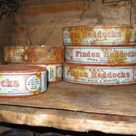 2010-11 Tins of Findon haddocks inside Scott's 'Terra Nova' hut, Cape Evans