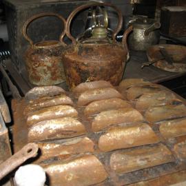 2010-11 Bread pans in the galley inside Scott's 'Terra Nova' hut, Cape Evans