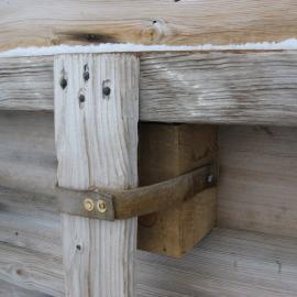 2010-11 Detail of exterior cladding fixture, Scott's 'Terra Nova' hut, Cape Evans