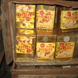 2010-11 Tins of preserved rhubarb inside Scott's 'Terra Nova' hut, Cape Evans