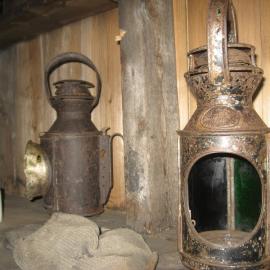 2010-11 Two lanterns on a shelf inside Scott's 'Terra Nova' hut, Cape Evans