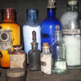 2010-11 Bottles of medical supplies inside Scott's 'Terra Nova' hut