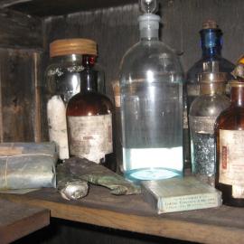 2010-11 Bottles of medical supplies inside Scott's 'Terra Nova' hut