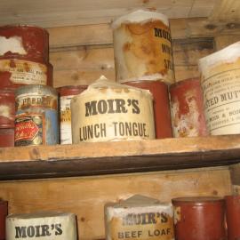 2010-11 Moir's lunch tongue can inside Shackleton's 'Nimrod' hut